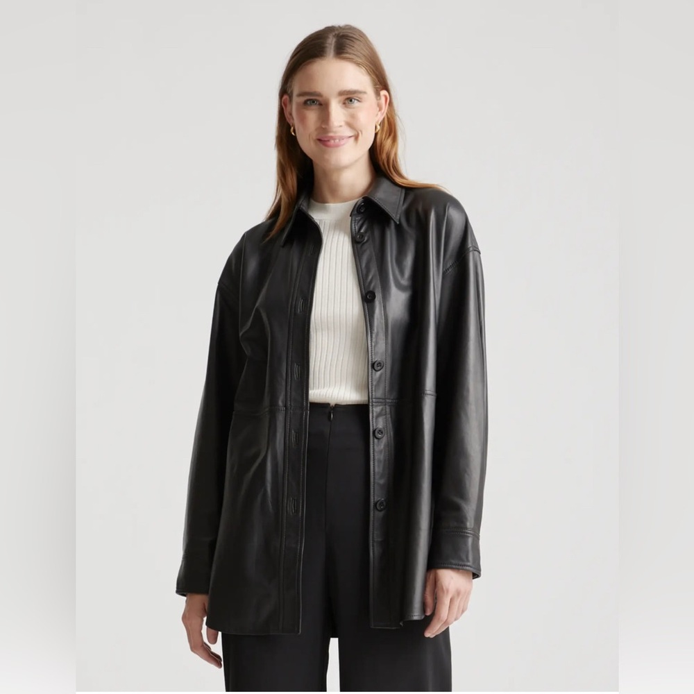 COPY - NWT Quince 100% Leather Shirt Jacket - XS (oversized)